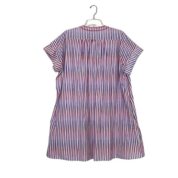 SALONI Ashley Mini Dress Optic Stripe Blue Pink Red Tiered Oversize Cotton Beach - Picture 6 of 16